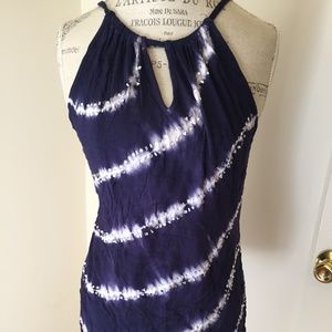 INC Bejeweled Tie Dye PM halter top Blue